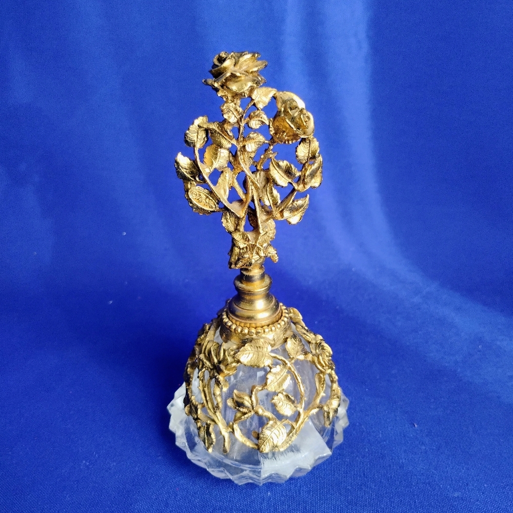 Vtg Perfume Bottle 24k Gold Plated Devine